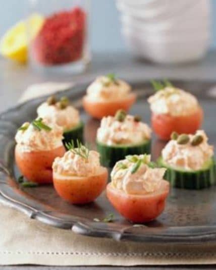 Red potato and cucumber appetizers