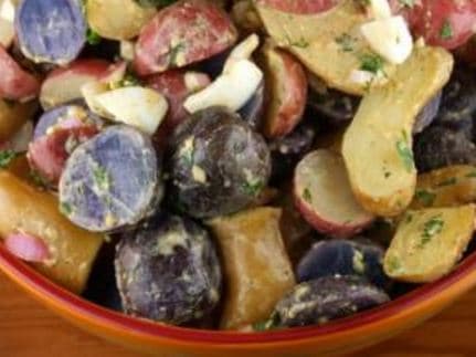 Red white and blue potato salad