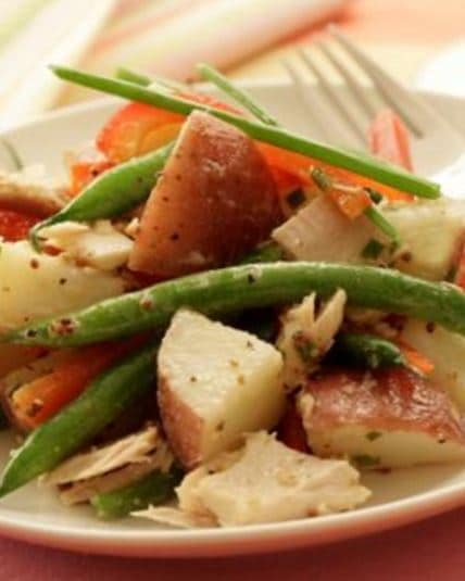 Warm honey mustard potato salad with green beans